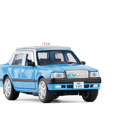 1/32 Toyota Crown HongKong такси литая под давлением модель автомобиля такси игрушки со звуковым освещением Вытяните назад для детей игрушки подарки - Цвет: Синий