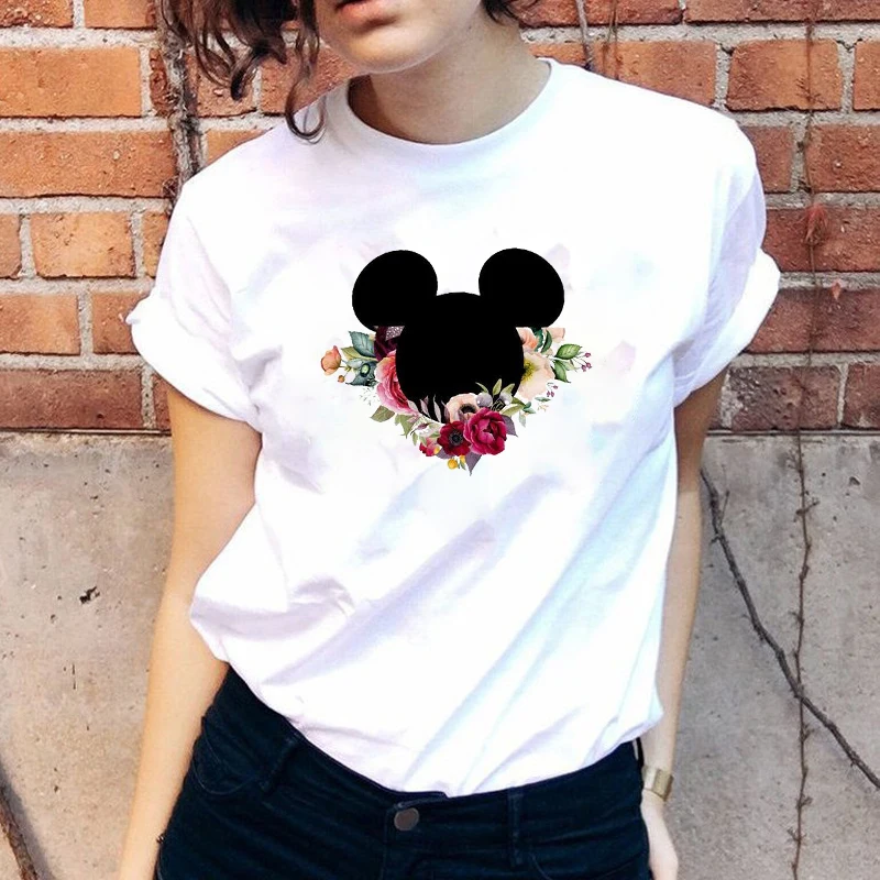 

Women Shirt Summer Womens Cartoon Flower Printed Lady Casual T-shirt Ladies T Graphic Female Clothing Printed Top Tshirt