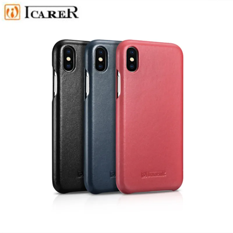 

For iPhone XS Max Case iPhone XR iCarer Luxury Genuine Leather Flip Phone Case For iPhone X 6 7 8 Plus Cowhide Leather Phone Bag