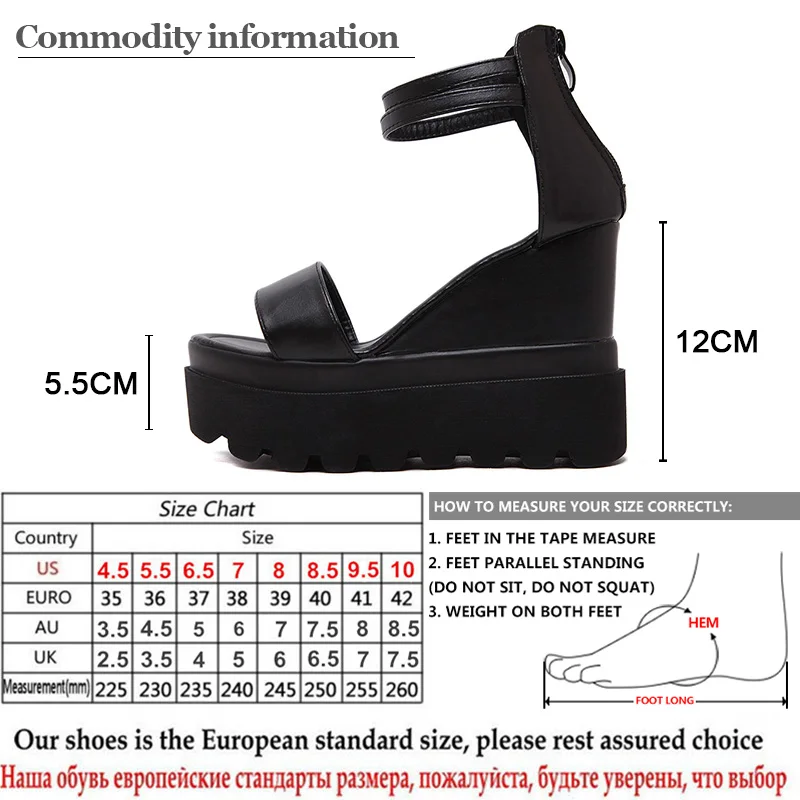 Gdgydh/ английский бренд; Босоножки на платформе обувь для Для женщин с открытым носком; обувь в стиле «панк» Женские, кожа черного цвета туфли на каблуке и платформе Прямая
