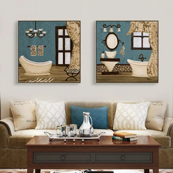 

Modern Retro Bathroom Wall Art Style Painting Nordic Canvas Painting Bathroom Wall Painting Works Home Decor Posters And Prints
