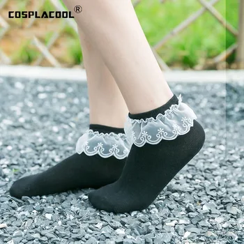 

[COSPLACOOL]Princess Cute Lace Silk Socks Japanese Harajuku Divertidos Socks Women Girls Kawaii Calcetines Mujer Sokken Femme