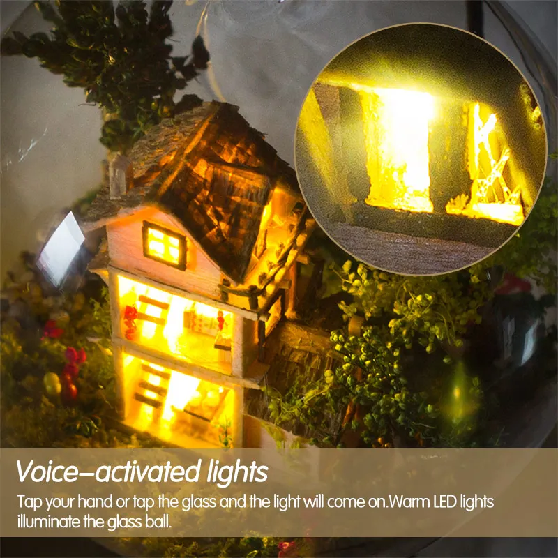 DIY Doll House Wodden Miniatura Doll Houses Furniture Kit Glass Cover Assemble Dollhouse Toys For Children Norwegian Tree House