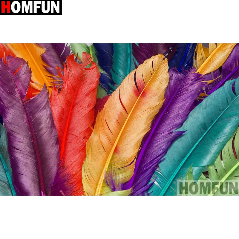 Набор для алмазной вышивки HOMFUN A14086 алмазная живопись цветные перья вышивка