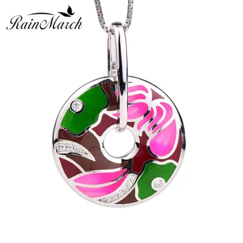 

RainMarch Lotus Enamel Women Pendant For Chain Necklace or Choker Authentic 925 sterling silver Handmade Enamel Party Jewelry