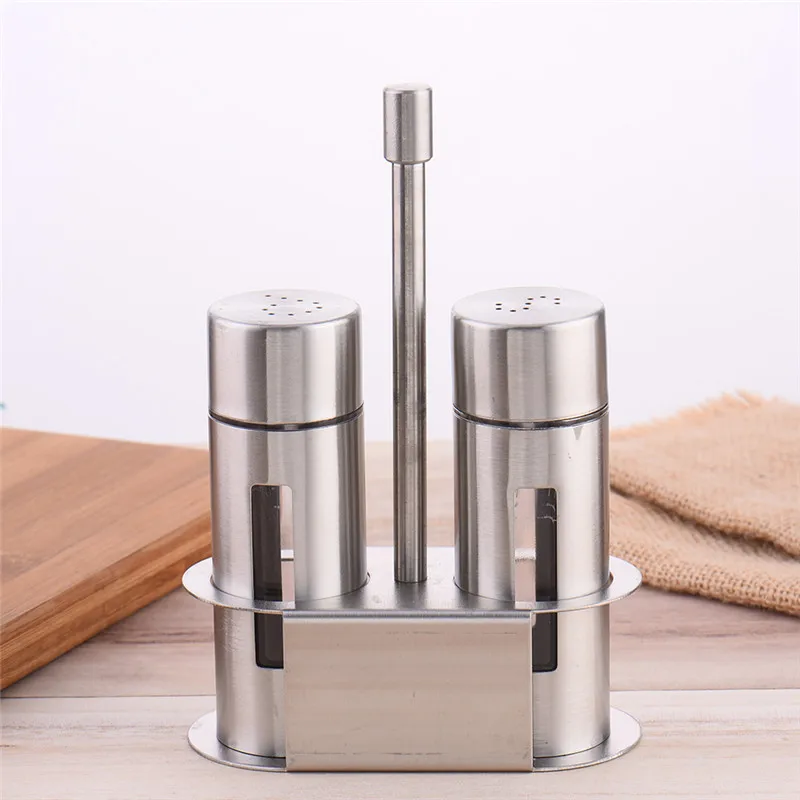 

2019 2pcs/ a set Stainless Steel Condiment Set Seasoning Bottles Set Salt Pepper Shakers Spice Cruet Sets Sauce Oil Cooking Tool
