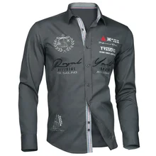 Zogaa мужские повседневные рубашки с длинным рукавом, приталенные хлопковые рубашки, модные качественные мужские топы с буквенным принтом, футболки с коротким рукавом