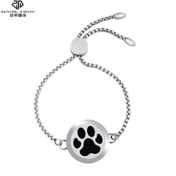 

Adjustable Tree of Life Essential Oil Diffuser Locket Bracelet Charm Dog Paw Print Aroma Diffuser Stainless Steel Bracelets