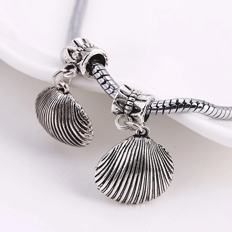 Metal Shell Charms fit Pandora DIY Vintage Silver Handmade Shall Beads