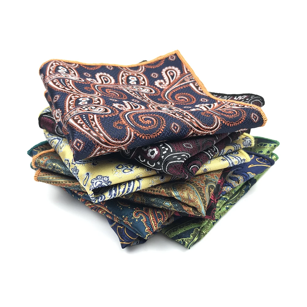 

2019 New Arrived 100% Polyester Woven Paisley Handkerchief Pocket Squares for Men Matching Necktie Bowtie Available