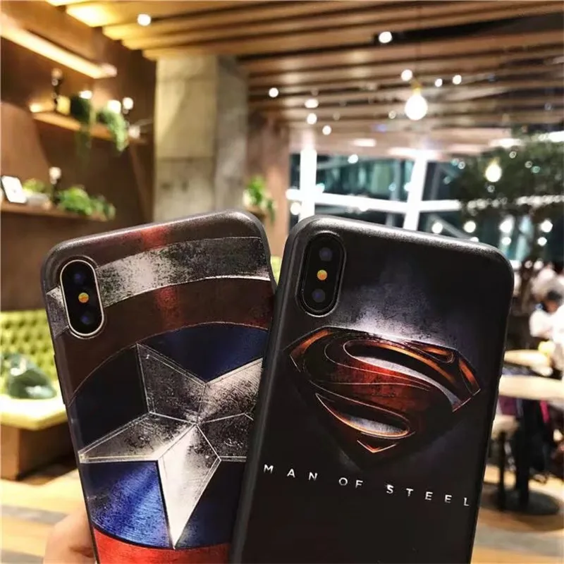 Рельефный 3D чехол Marvel Super Hero для iPhone 11Pro Max 5 5S SE, мягкий ТПУ чехол для телефона s для iPhone 6 7 8 Plus X XS Max XR, чехол СУПЕРМЕНА для iPhone 11