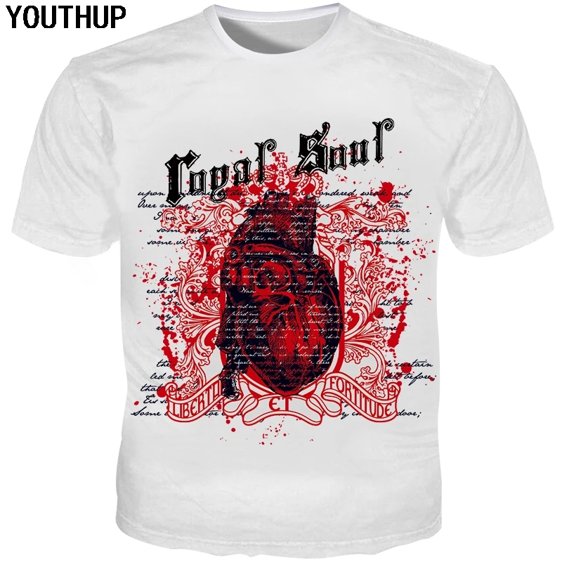 YOUTHUP Funny Design Men's 3d printed tshirts Fashion Summer Short Sleeve T shirts Creative Heart Printed Male T-shirts Top Tees | Мужская