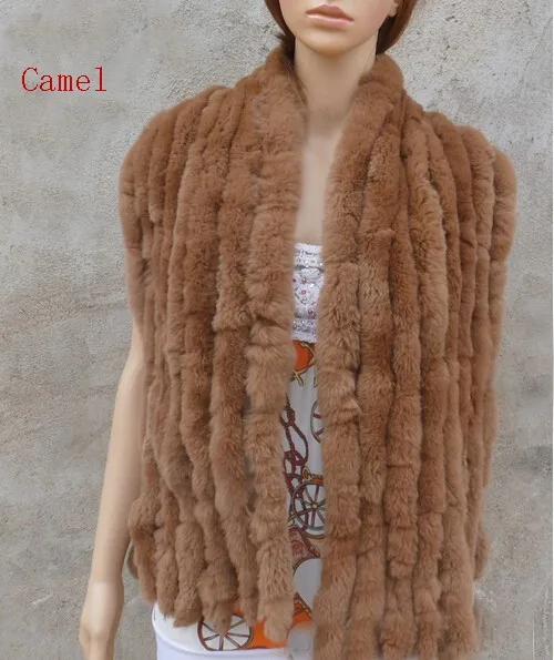 Натуральный вязаный шарф из кроличьего меха Рекс, женская зимняя теплая шаль из натурального меха,, KFP574