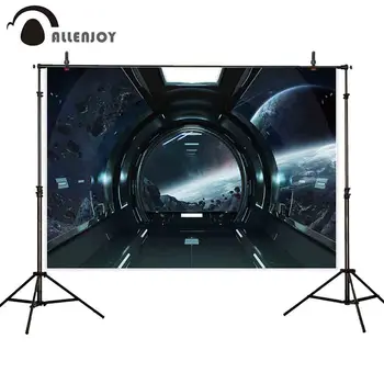 

Allenjoy photophone backdrop space capsule planet rock black earth fantasy explore background photography photocall wallpapers
