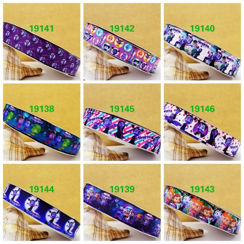 

Free shipping 50 yard per size cartoon ribbon printed grosgrain ribbon 19146