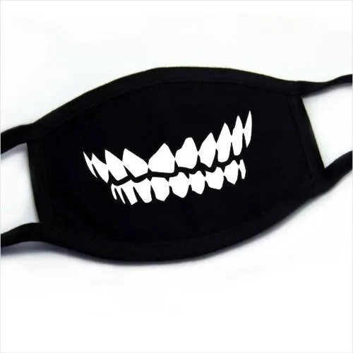 

2019 Fashion Unisex Cartoon Pattern Black Cotton Face Mask Cute 3D Print Half Face Mouth Muffle Masks Outdoor Cycling Mask