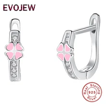 EVOJEW/ весенние ювелирные изделия, Розовая эмаль, четыре листа, чехлы, серьги, дети, девочки, серебро 925 пробы, маленькие CZ серьги для детей