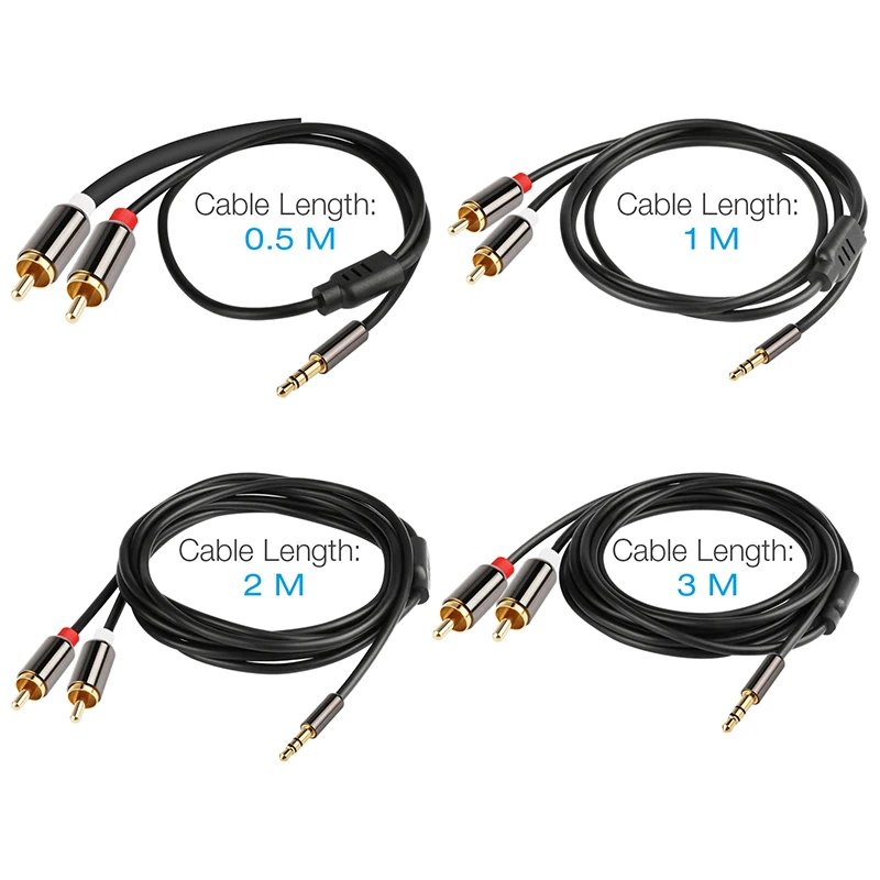 Amkle Audio Cable 2RCA to 3.5 Audio Car Cable RCA 3.5mm Jack Male to Male RCA AUX Cable for Amplifier Phone Headphone Speaker