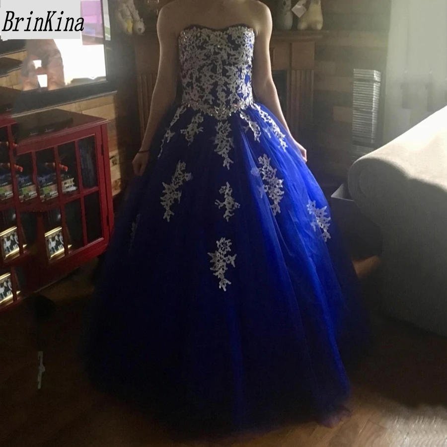 Brinkina/милое бальное платье без бретелек Vestidos de Quinceanera Аква фатиновое белое