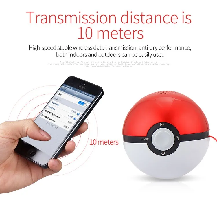 YOTEEN портативный Pokemon Go Pokeball динамик мини супер бас беспроводной громкий динамик Bluetooth V4.0 музыка Громкая связь аудио динамик s