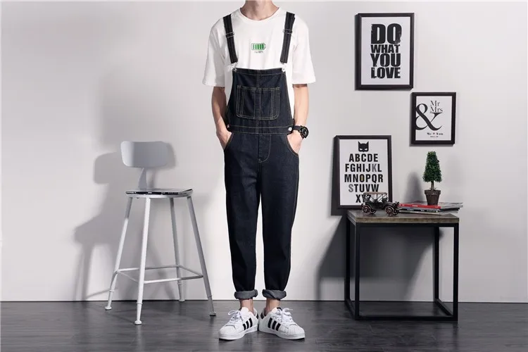 black jean overalls mens