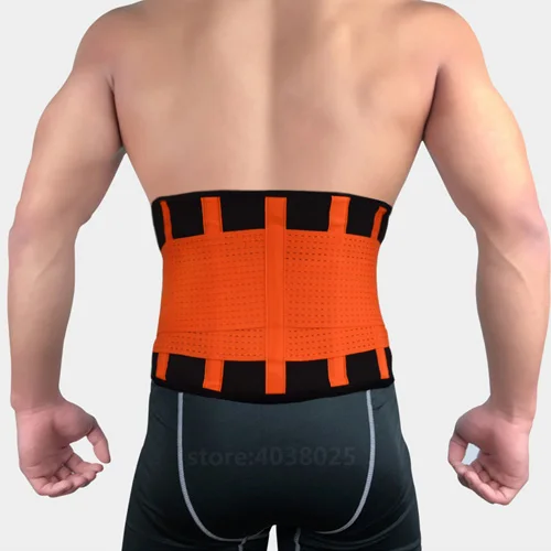 Поясничный пояс для спины, спинного позвоночника, поддерживающий пояс, корсет, стабилизатор, триммер для живота, тренажер для потери веса, пояс для похудения для мужчин - Цвет: orange