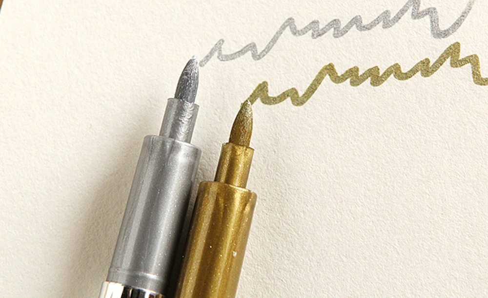 Baoke металлические перманентные Маркеры серебристые золотые металлические ручки для рукоделия цветная краска для карт кожа камень окна рисунок