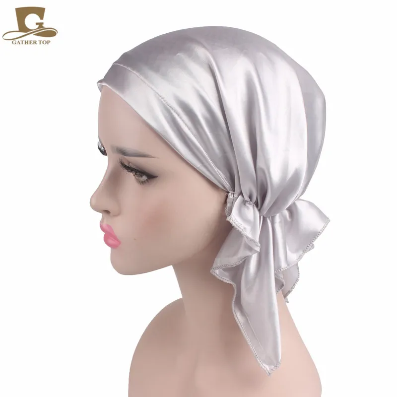 New Women Silk Satin Night Sleeping Cap For Long Hair Bonnet Hat New Women Silk Satin Night Sleeping Cap For Long Hair Bonnet Hat Smooth Soft Chemo Headwear Cancer Patients Turban In Accessories From S
