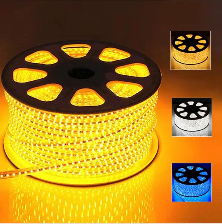 buy 220V 60leds m SMD 5050 IP67 Waterproof led strip flexible light 1M 2M 3M 4M 5M 6M 7M 8M 9M 10M 11M 12M 15M 20M + Power EU Plug