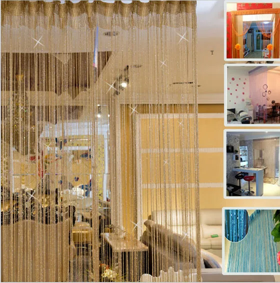 

1 pc Decorative Line Curtains String Curtains Silver Thread Window Blind Vanlance Room Partition Curtain 20