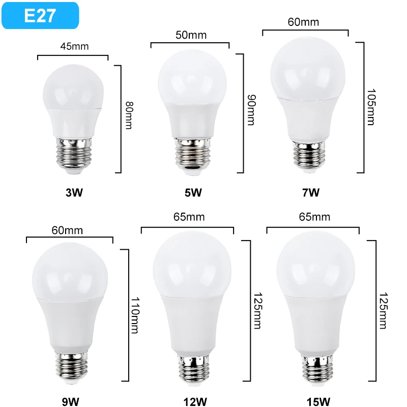 10 шт. светодиодный светильник E27 Bombillas E14 3 Вт 5 Вт 7 Вт 9 Вт 12 Вт 15 Вт 18 Вт 220 В светодиодный светильник высокой яркости светильник Светодиодный точечный светильник