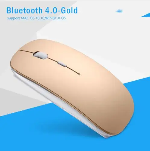 Перезаряжаемая Беспроводная беззвучный Bluetooth 4,0 мышь Ультра тонкая мышь для Android Tablet Apple notebook PC - Цвет: Bluetooth 4.0 Gold