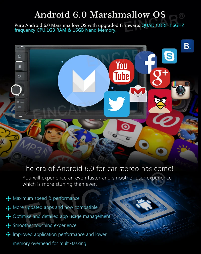 Sale In-dash Android 6.0 WIFI 7"Double 2DIN Car Radio GPS Stereo no-DVD Player dab+ 1