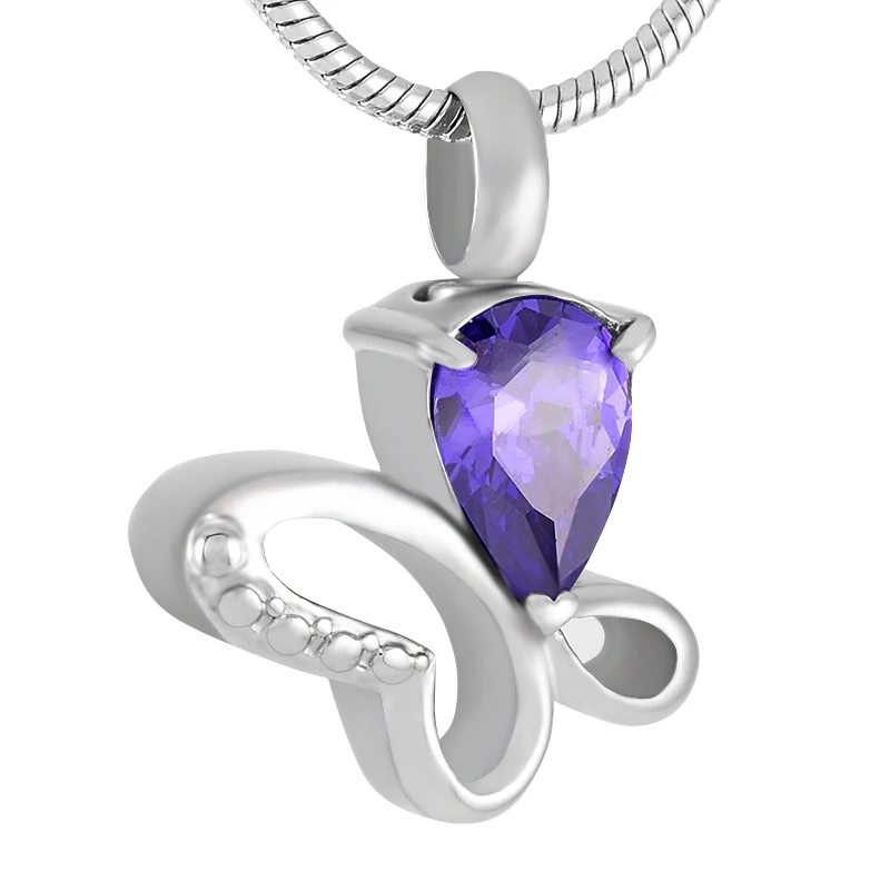 Ijd9262 Pet Remembrance Necklace Hold Multicolored Crystal Butterfly