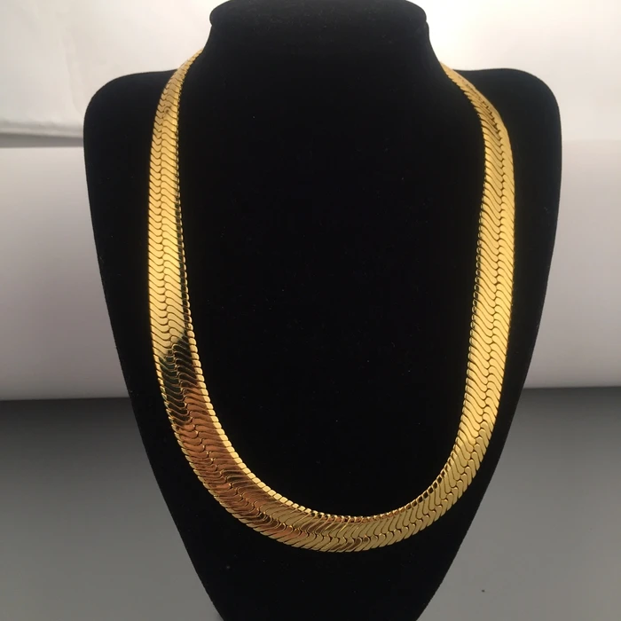 10MM wide snake bone chain yellow gold filled men statement herringbone