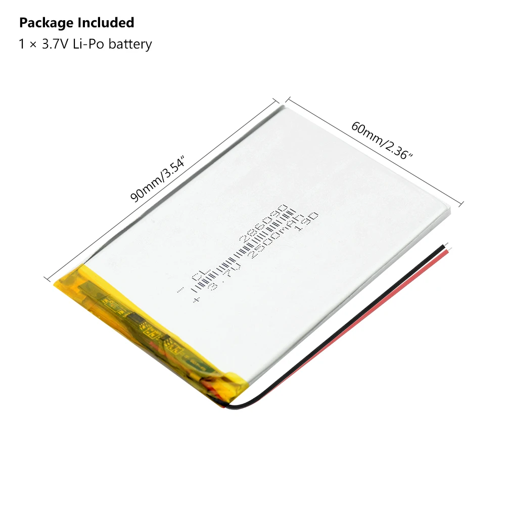 Supply lithium battery lithium polymer Rechargeable battery 286090 2500 mah 3.7 V For MP3 MP4 MP5 GPS PSP MID Bluetooth Headset