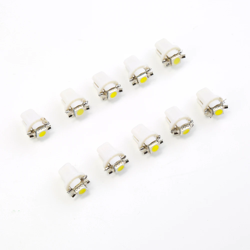 Isincer 10 шт. T5 B8.5D 5050 1SMD Автомобильный светодиодный приборной панели, приборный светильник, лампы белого цвета