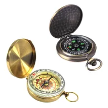 Открытый Отдых пеший Туризм Портативный карман медный цинк Позолоченные медный Компас навигации с Noctilucence дисплей