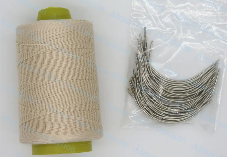 1set Hair Weaving Needles+Thread Set (50pcsLargeC Weaving Needle Needles+1 Spool Polyster Cotton