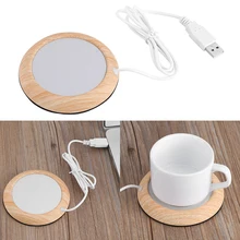  USB Warmer Cup-Pad Gadget Wood Grain Coffee Tea Drink USB Heater Tray Mug Pad Coaster Office Gift 