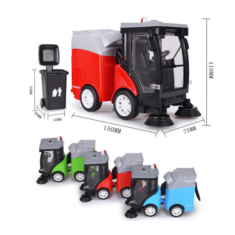 

Simulation city cleaning car garbage truck alloy car model children's sound and light pull back toy