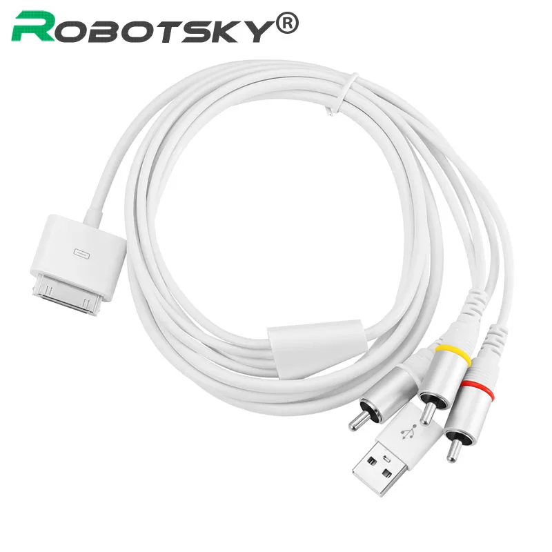 

High quality USB Dock Connector to TV RCA Video Composite AV Cable Adapter for Apple iPad 2 3 for iPhone 3GS 4 4S for iPod
