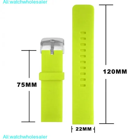 22mm Neon Green Color Silicone Jelly Rubber Unisex Watch Band Straps WB1081G22JB