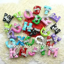 260 шт 8 мм A-Z разноцветные галстуки-бабочки со стразами эмалированные скользящие буквы