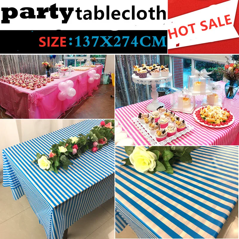 

1pcs 137*274cm Plastic Disposable Tablecloth Solid Color Table Cover Cloth Wipe Clean Wedding Birthday Party Table Covers