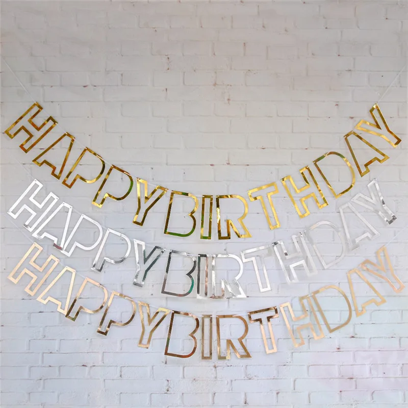 

2.5 Meter Party Happy Birthday Banner Gold Confetti Balloons Letter Banner Birthday Party Decorations Boy Girl Kids Party
