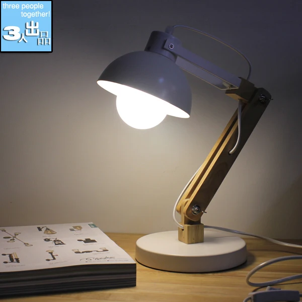 

Loft  Wood Reading Fold Table Light Bedroom Reading Lamp For Cafe Bar Hotel