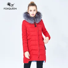 FOXQUEEN 2016 Новый Зимний Женнский Открытый Ватник С Меховым Воротником Свободного Покроя Женская Зимняя Теплая Толстая Куртка Из Хлопка С Капюшоном Высокого Качества Бесплатная Доставка