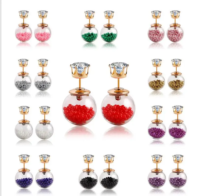 2015 New Fashion Summer Style Earrings Double Pearl HourGlass Crystal Ear Jewelry Girls Stud For Women | Украшения и аксессуары