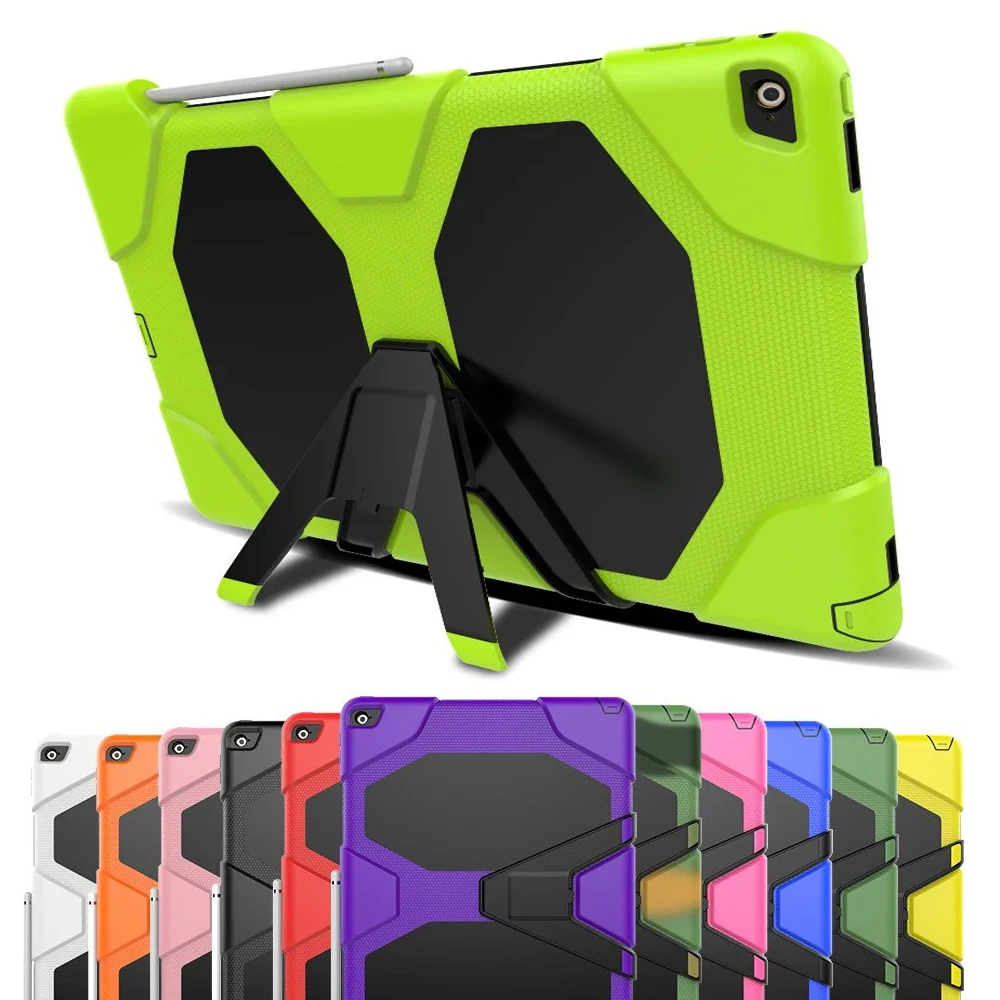 

For Apple 2015 Released iPad Pro 12.9" Armor Hybrid Shockproof Kickstand Case Cover W/ Bulit-in Front Protective Film